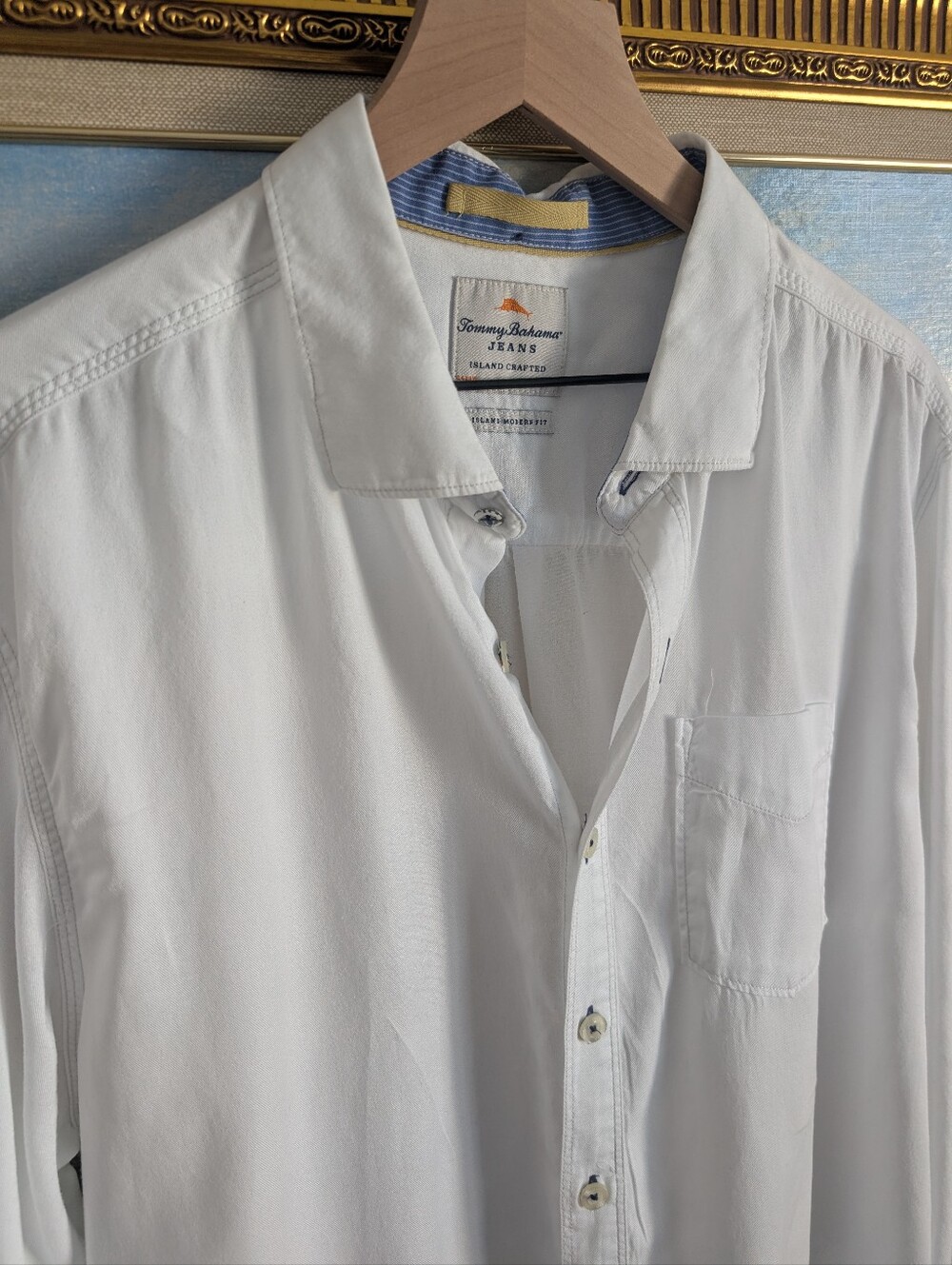 Tommy Bahama White Casual Tencil Cotton Shirt